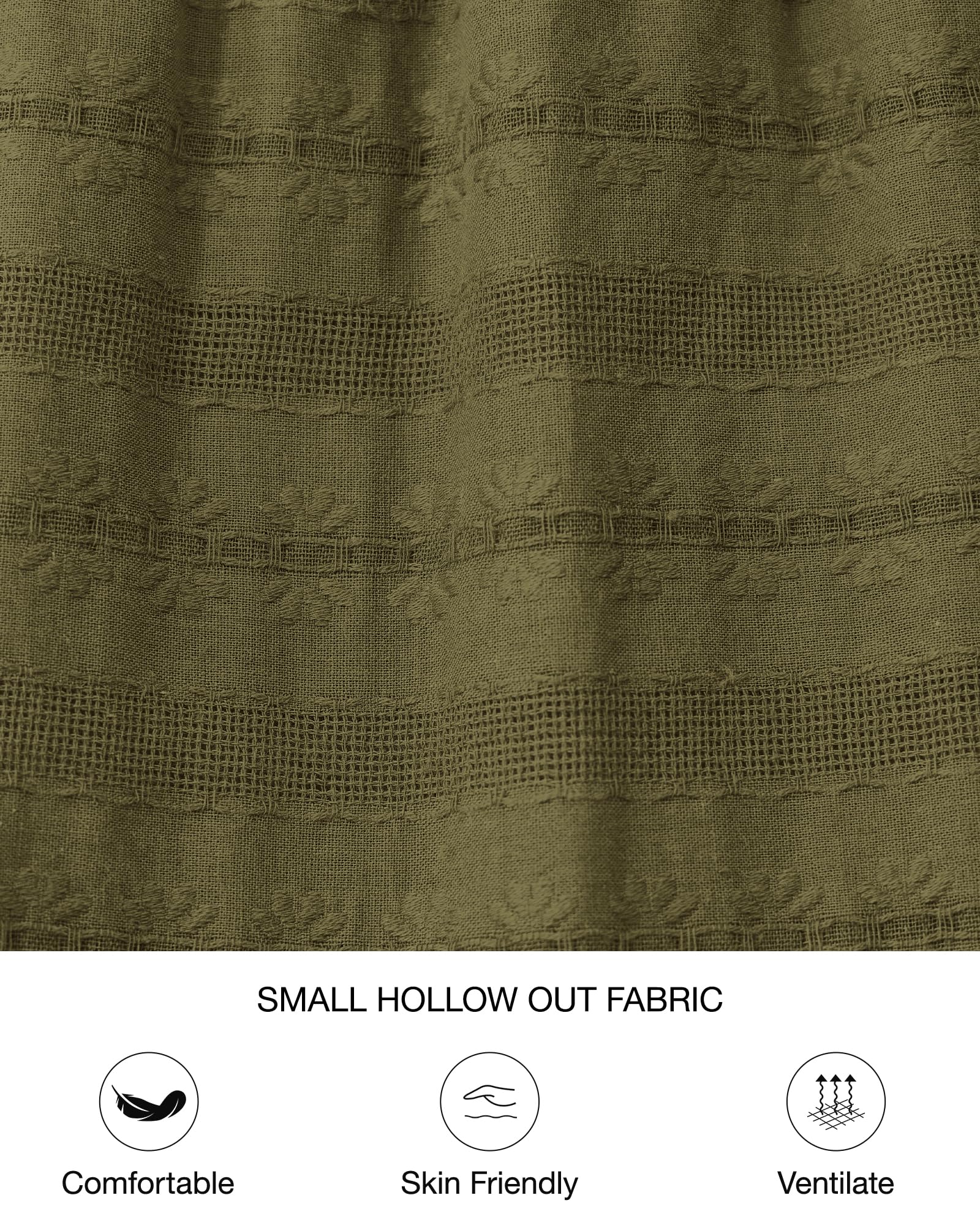 Foto 6 pulgar | Vestido Casual Btfbm Para Mujer, Verano 2025, Cuello En V, Verde Militar - Venta Internacional.