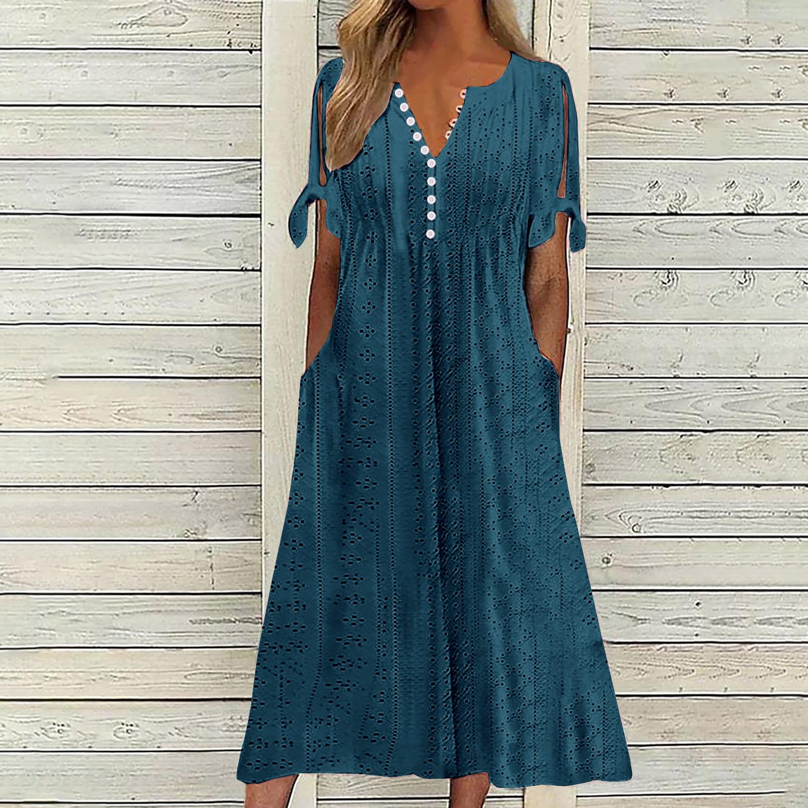 Foto 3 pulgar | Vestido De Verano Genérico Con Hombros Descubiertos Y Cuello En V 2025 - Venta Internacional.