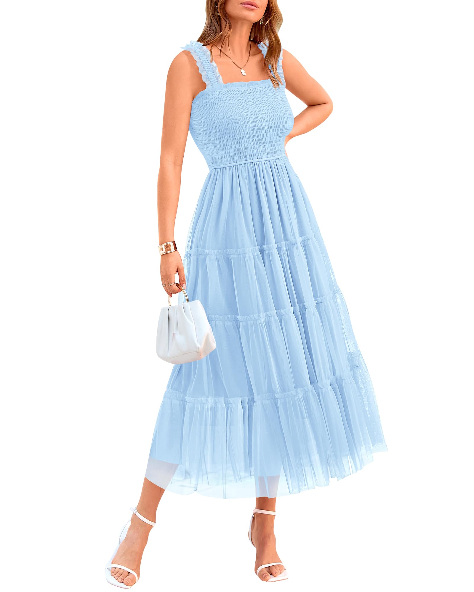Foto 2 pulgar | Vestido Btfbm De Tul Con Cuello Cuadrado, Sin Mangas, Verano 2025, Para Mujer - Venta Internacional.