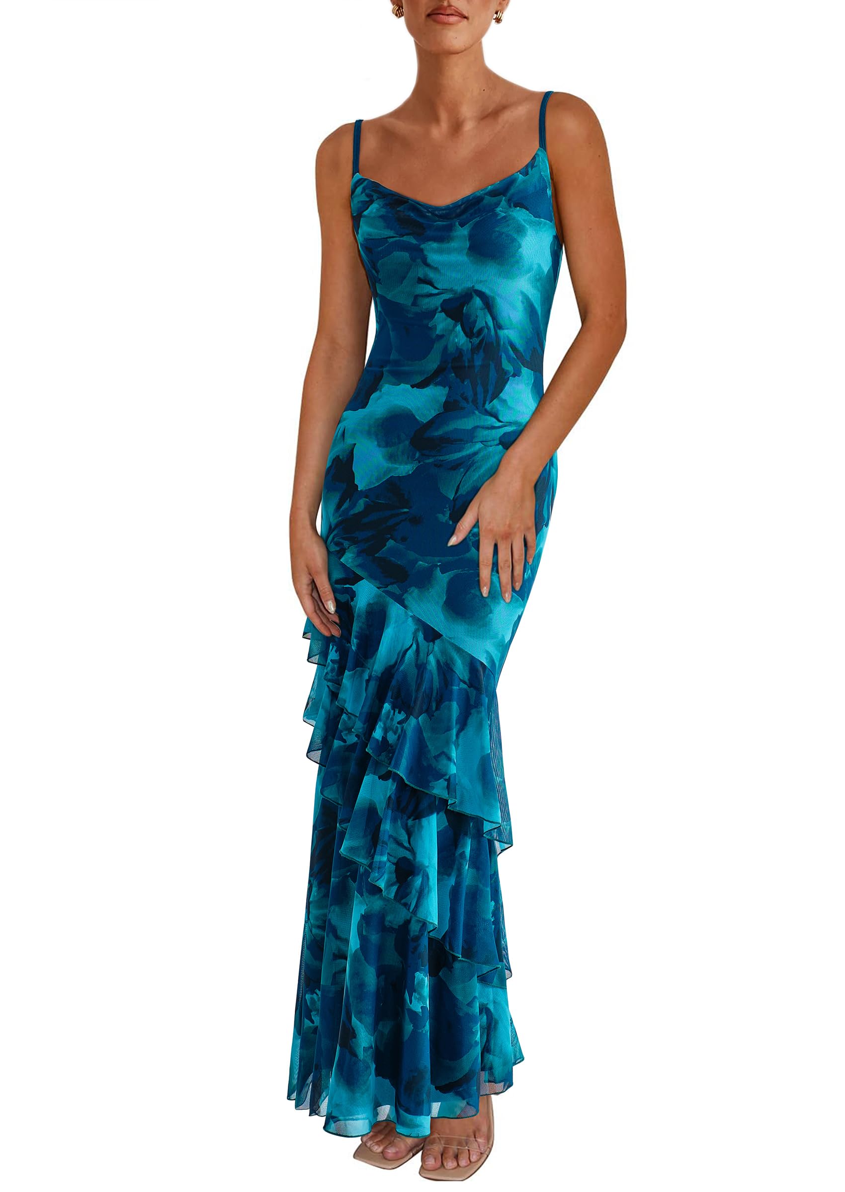 Foto 1 | Vestido Largo Prettygarden 2025 Con Estampado Floral Escalonado De Verano - Venta Internacional.