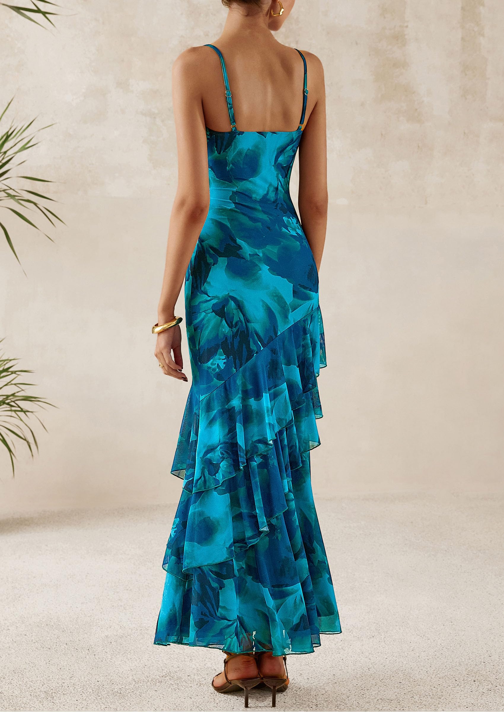 Foto 2 | Vestido Largo Prettygarden 2025 Con Estampado Floral Escalonado De Verano - Venta Internacional.