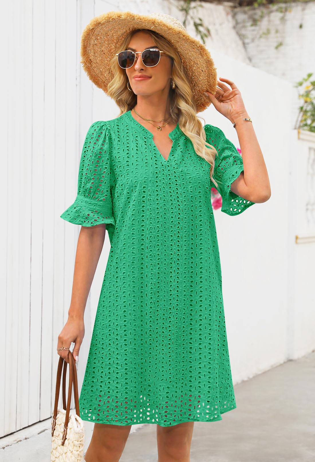 Foto 5 | Vestido Merokeety 2025 De Verano De Manga Corta Con Cuello En V Para Mujer - Venta Internacional.