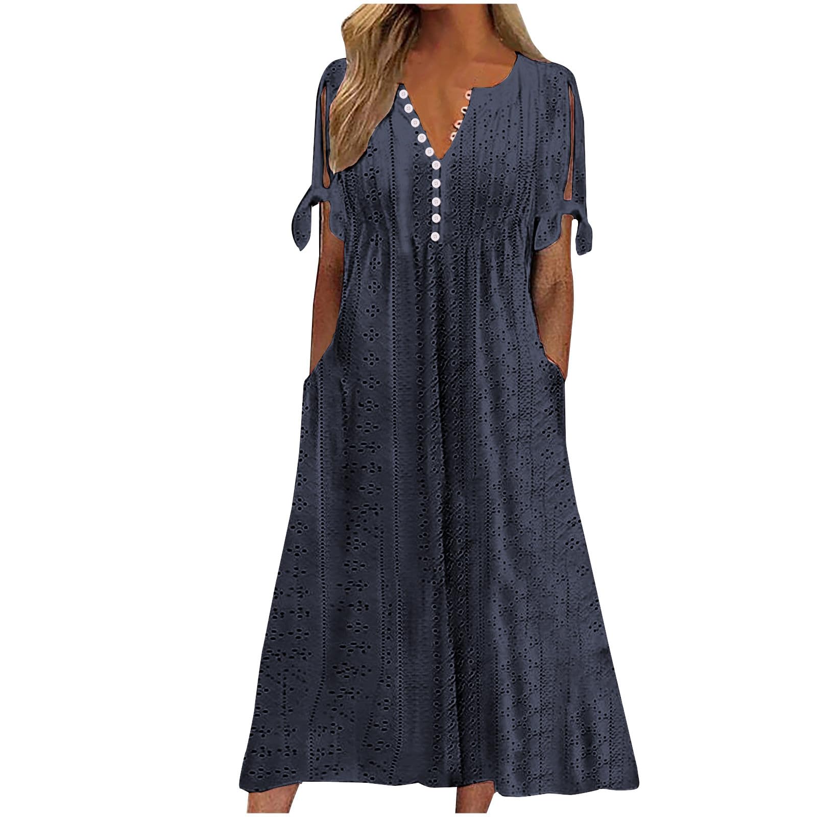 Foto 2 pulgar | Vestido De Verano Genérico Con Hombros Descubiertos Y Cuello En V Para Mujer - Venta Internacional.