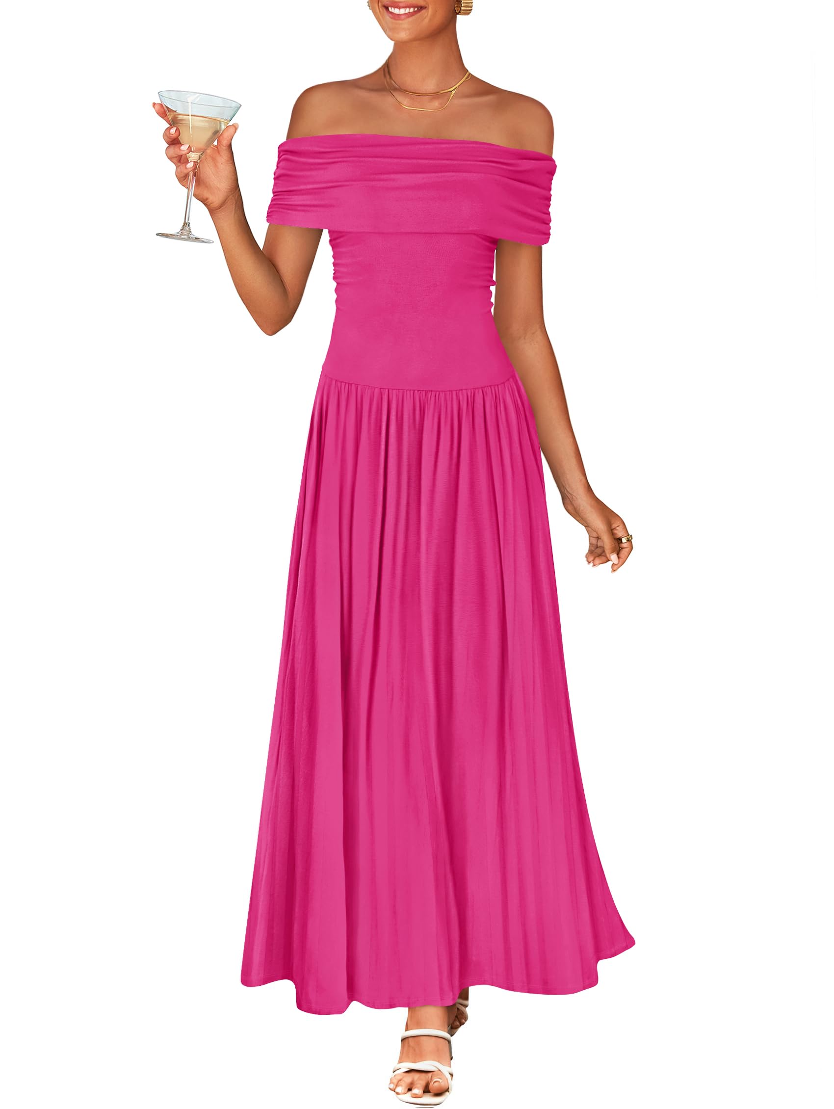 Vestido Largo Zesica 2025 De Verano Con Hombros Descubiertos Para Mujer - Venta Internacional.