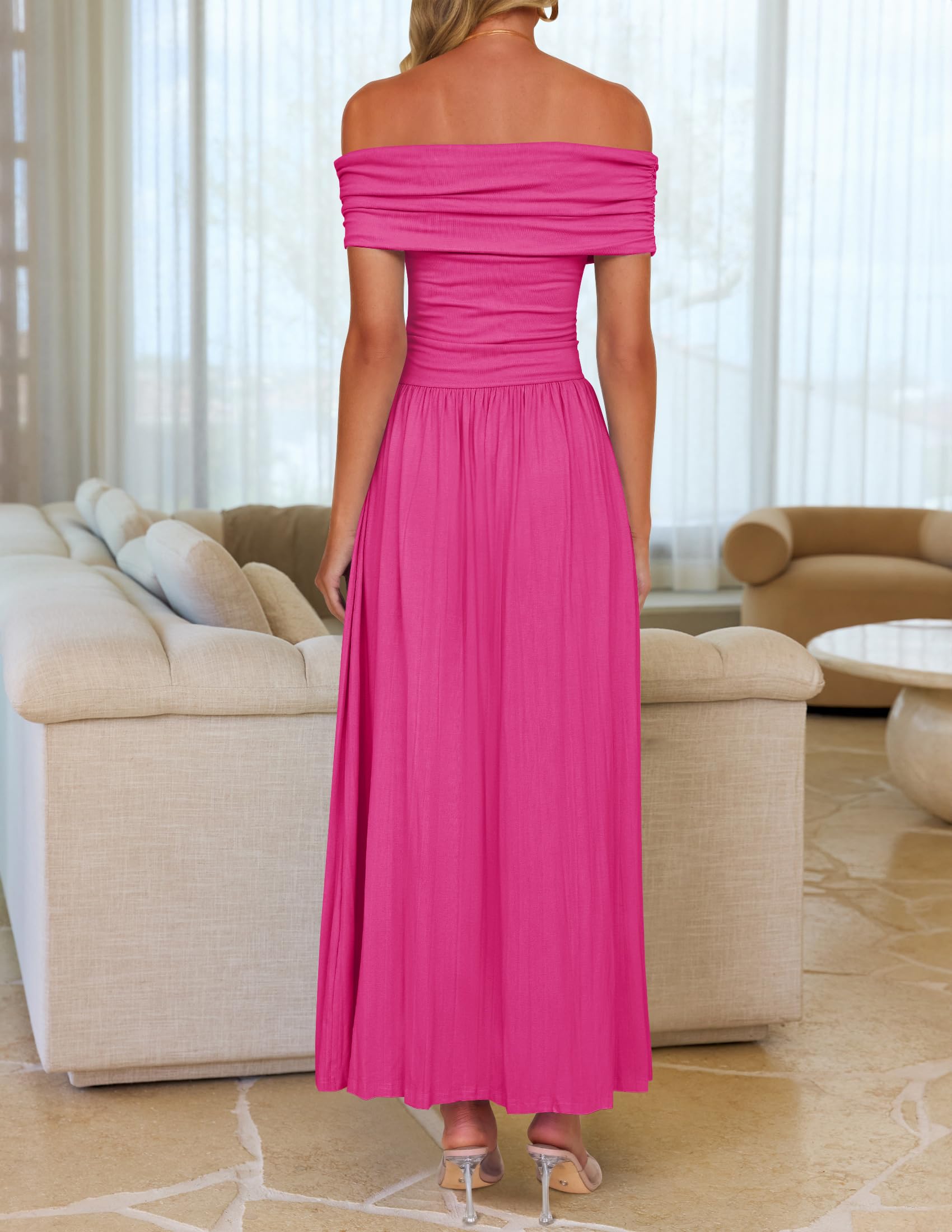 Foto 5 pulgar | Vestido Largo Zesica 2025 De Verano Con Hombros Descubiertos Para Mujer - Venta Internacional.