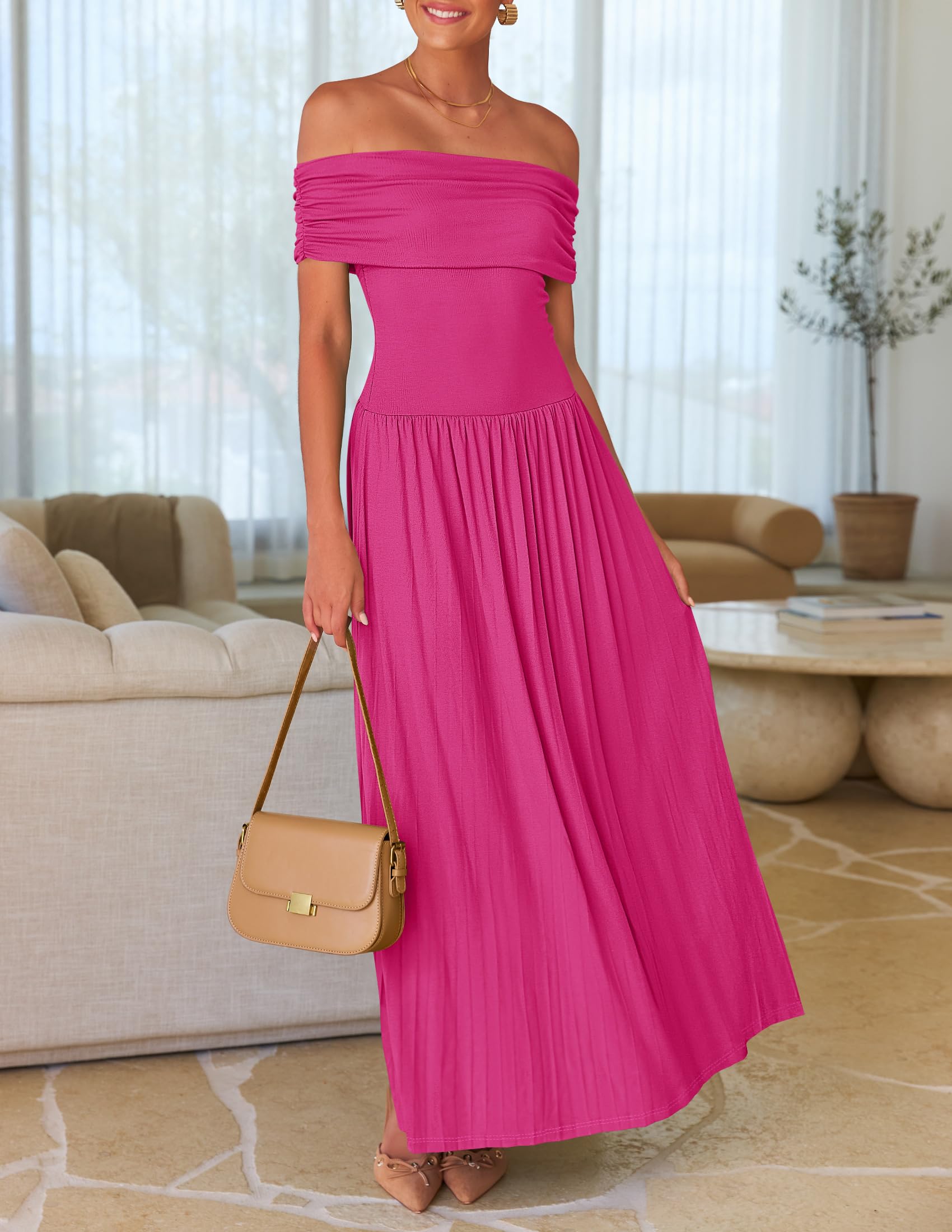 Foto 8 pulgar | Vestido Largo Zesica 2025 De Verano Con Hombros Descubiertos Para Mujer - Venta Internacional.