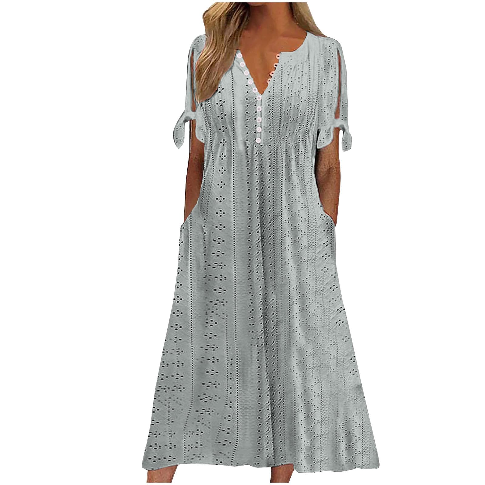 Foto 2 pulgar | Vestido De Verano Genérico Con Hombros Descubiertos Y Cuello En V 2025 - Venta Internacional.