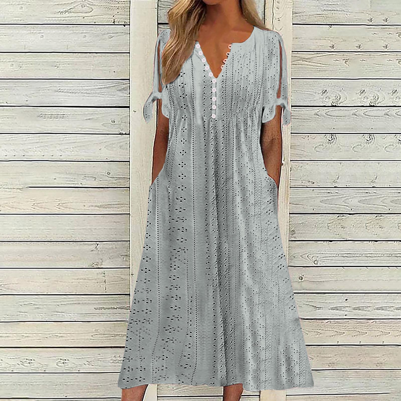 Foto 3 pulgar | Vestido De Verano Genérico Con Hombros Descubiertos Y Cuello En V 2025 - Venta Internacional.