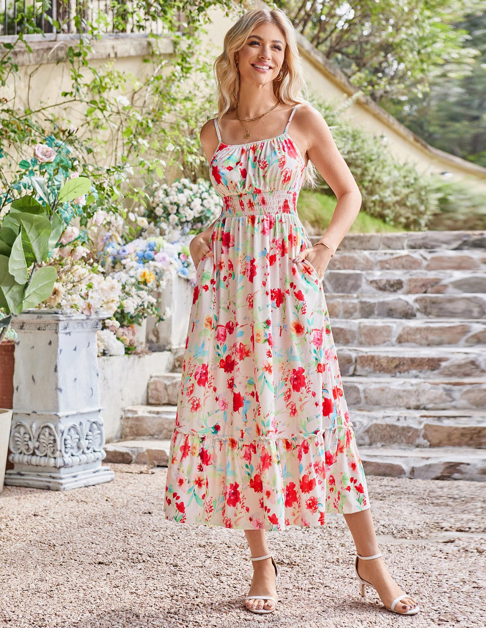 Foto 3 pulgar | Vestido De Verano Grace Karin 2025 Maxi Floral Fluido Sin Mangas - Venta Internacional.