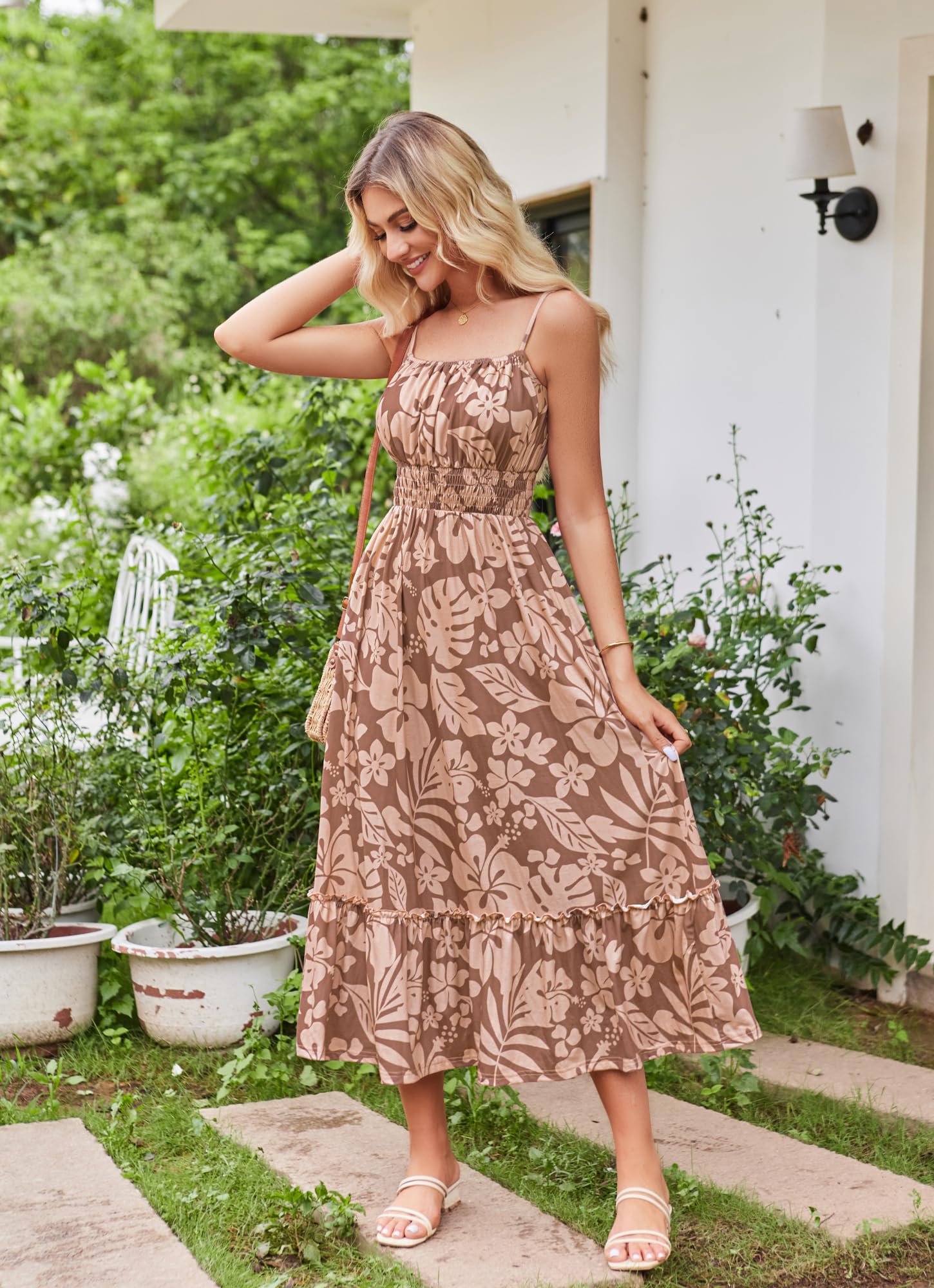 Foto 5 | Vestido Largo Grace Karin Con Estampado Floral Café Para Mujer, Talla M - Venta Internacional.
