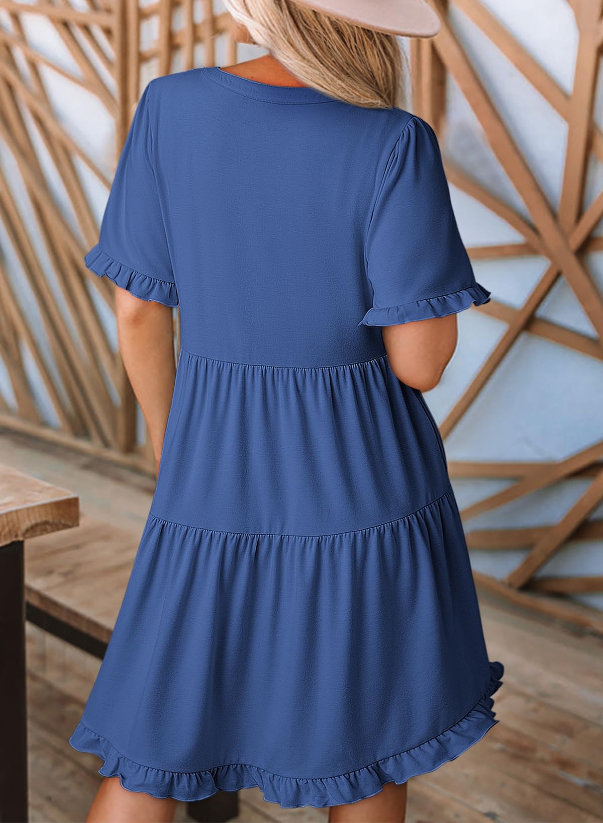 Foto 3 pulgar | Vestido Dokotoo Primavera-verano De Manga Corta Con Cuello En V Para Mujer - Venta Internacional.