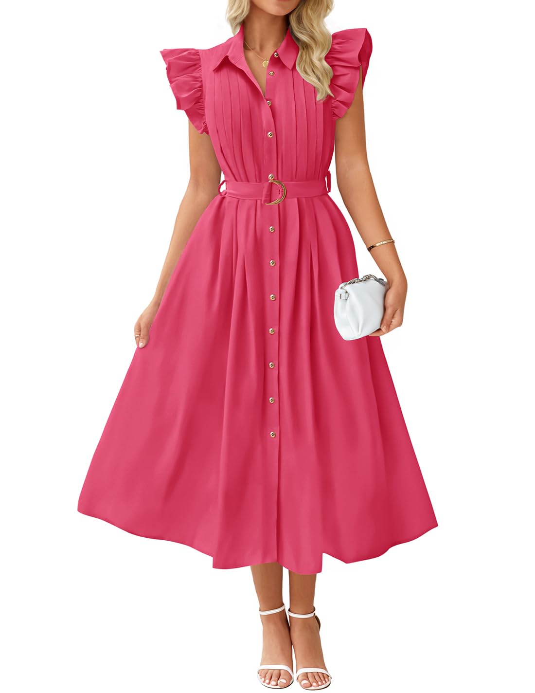 Foto 2 pulgar | Vestido Midi Zesica 2025 De Verano Bohemio Con Cuello En V Y Manga Ondulada - Venta Internacional.