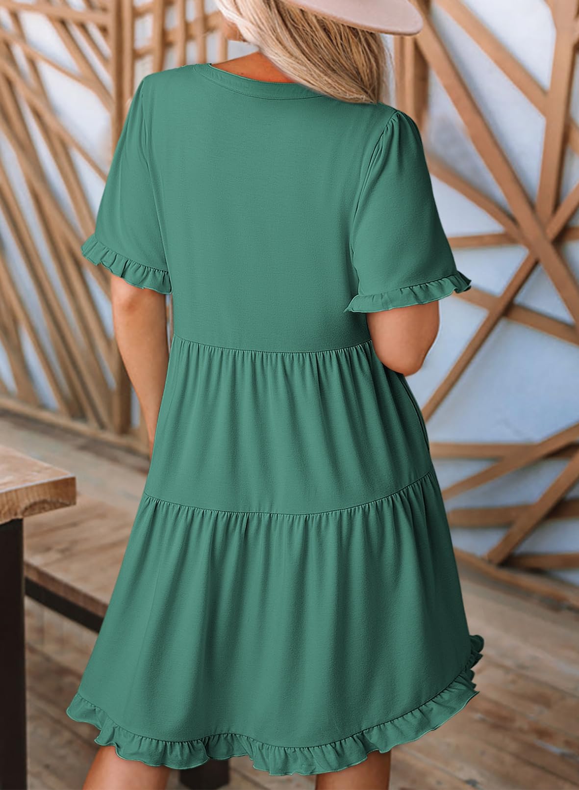 Foto 5 pulgar | Vestido Dokotoo Primavera-verano Para Mujer Con Cuello En V Lake Blue L - Venta Internacional.