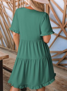 Foto 4 | Vestido Dokotoo Primavera-verano Para Mujer Con Cuello En V Lake Blue L - Venta Internacional.