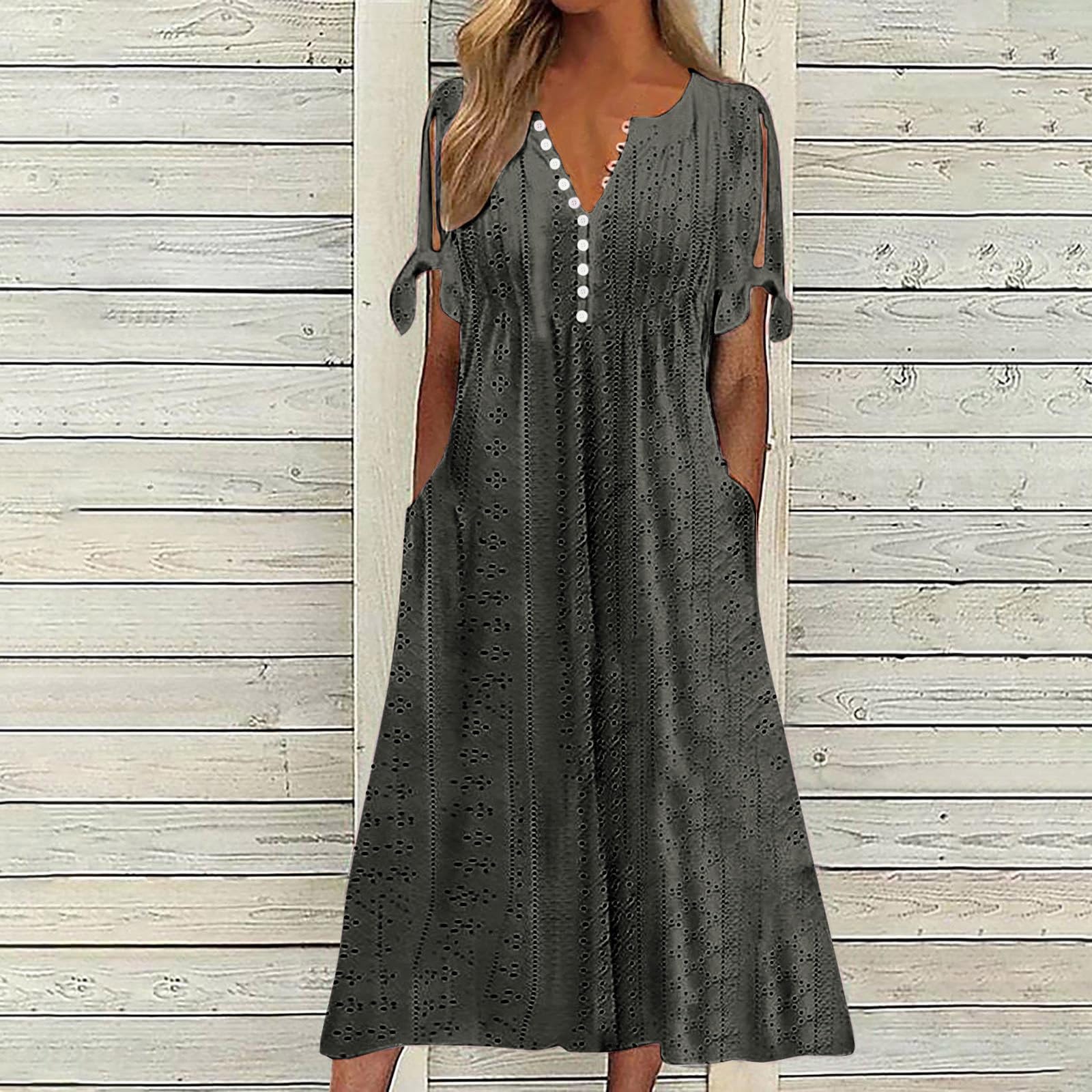 Foto 3 pulgar | Vestido De Verano Genérico Con Hombros Descubiertos Y Cuello En V 2025 - Venta Internacional.