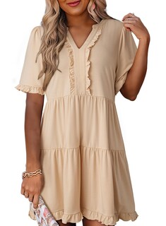 Foto 1 | Vestido Dokotoo Primavera-verano Para Mujer Con Cuello En V Y Manga Corta - Venta Internacional.