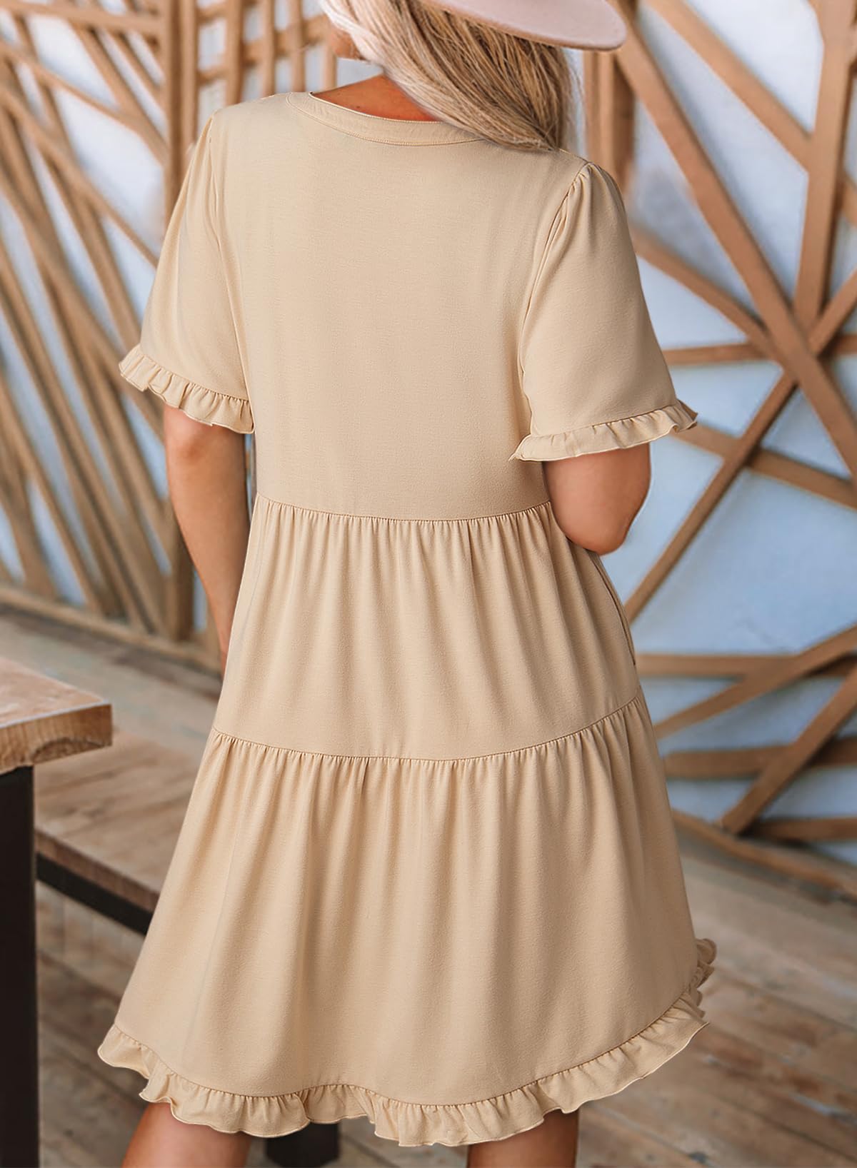 Foto 3 pulgar | Vestido Dokotoo Primavera-verano Para Mujer Con Cuello En V Y Manga Corta - Venta Internacional.