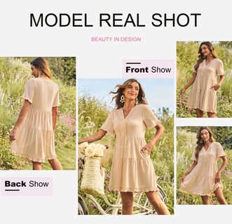 Foto 4 | Vestido Dokotoo Primavera-verano Para Mujer Con Cuello En V Y Manga Corta - Venta Internacional.