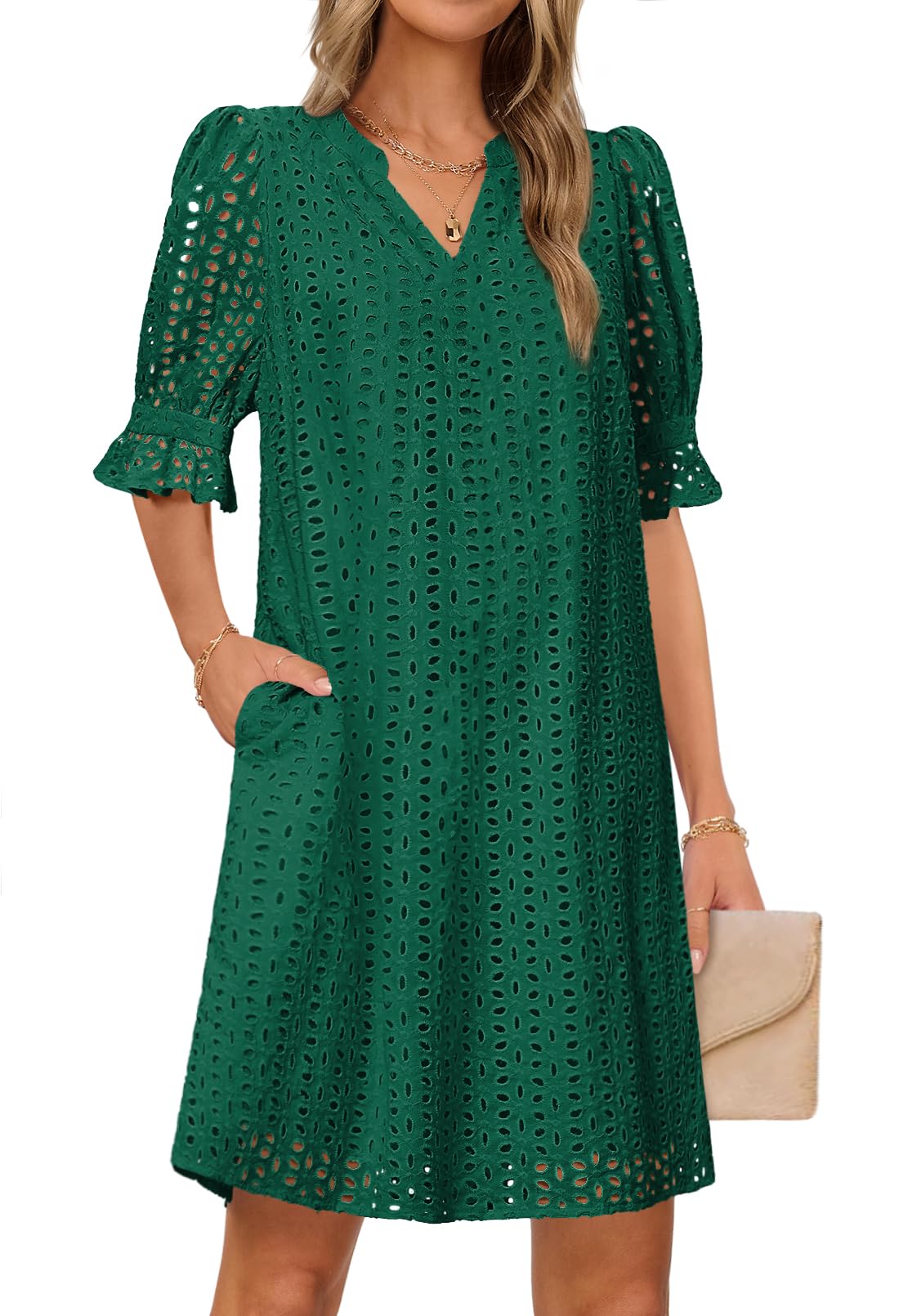 Foto 1 | Minivestido Merokeety 2025 De Verano De Manga Corta Con Cuello En V Para Mujer - Venta Internacional.