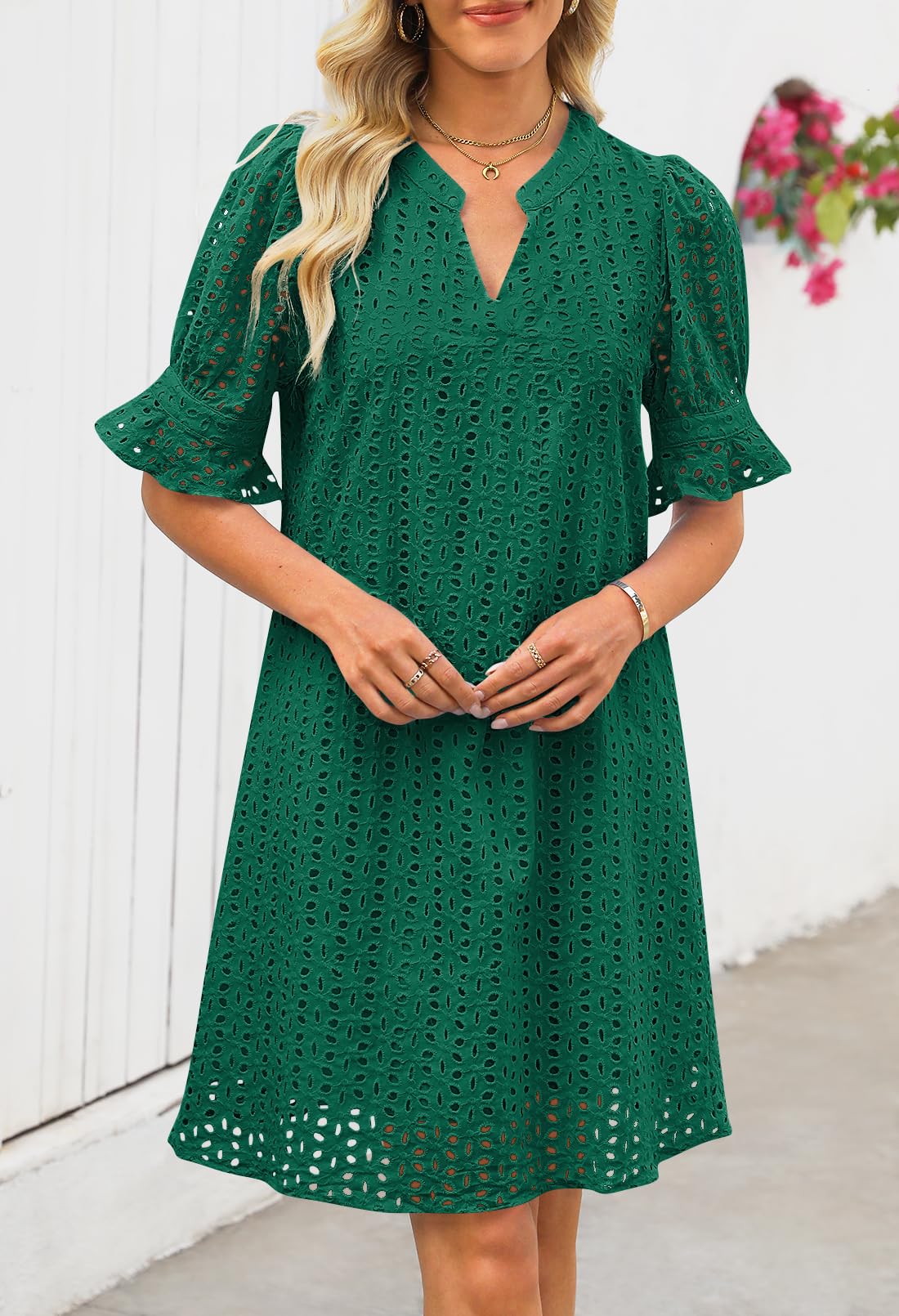Foto 2 | Minivestido Merokeety 2025 De Verano De Manga Corta Con Cuello En V Para Mujer - Venta Internacional.