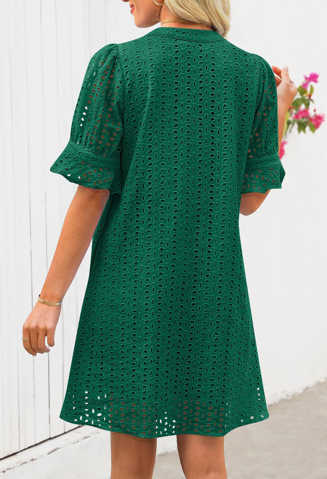 Foto 5 pulgar | Minivestido Merokeety 2025 De Verano De Manga Corta Con Cuello En V Para Mujer - Venta Internacional.