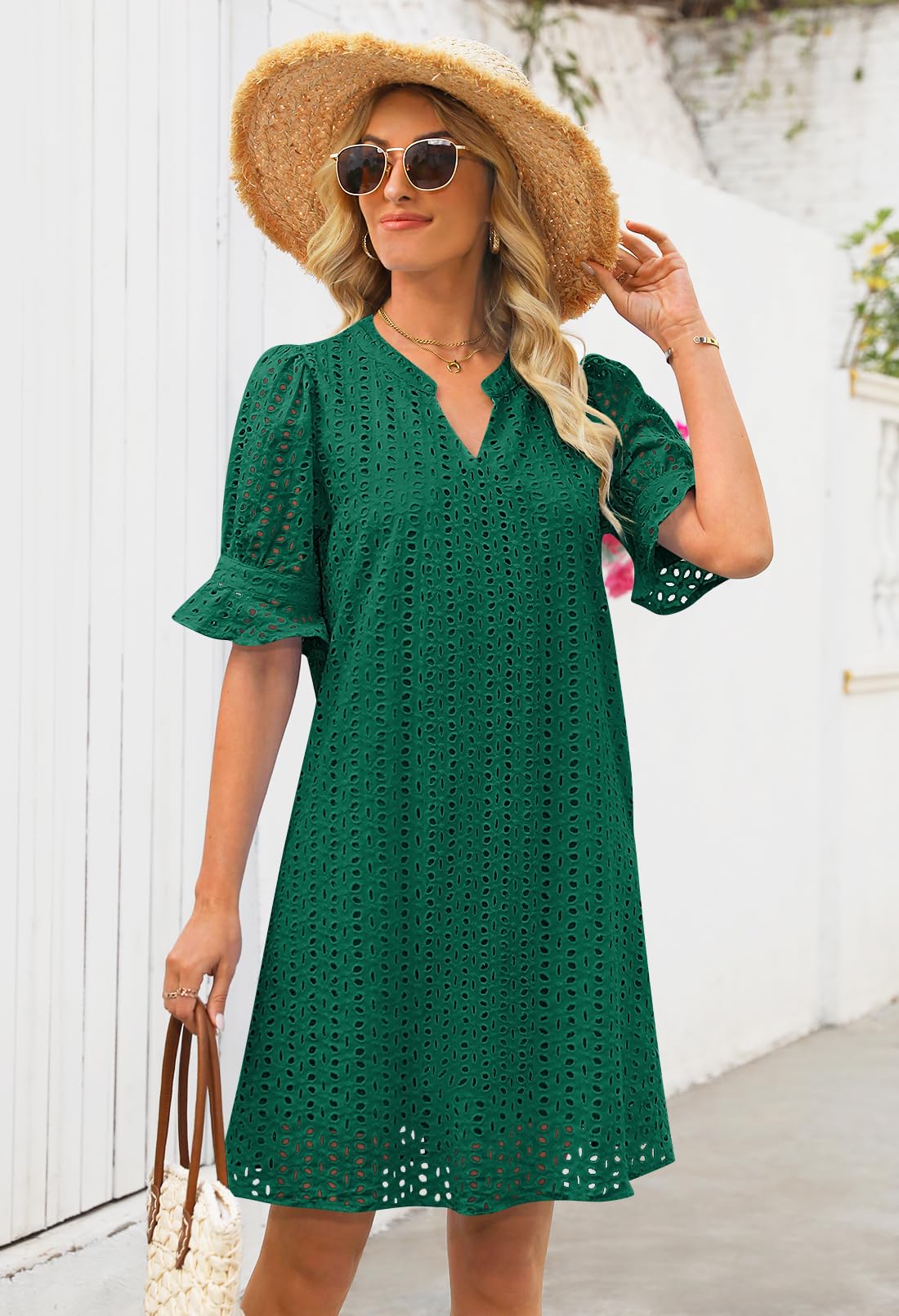 Foto 5 | Minivestido Merokeety 2025 De Verano De Manga Corta Con Cuello En V Para Mujer - Venta Internacional.