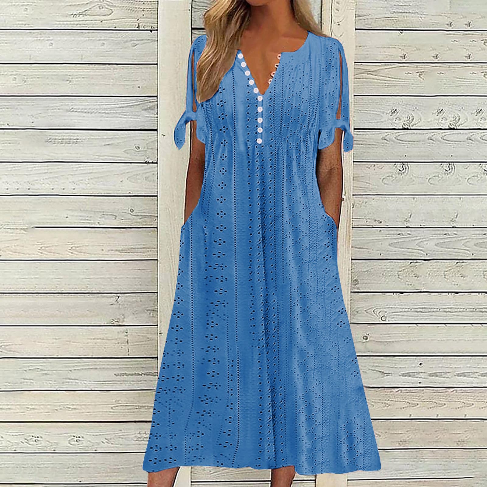 Foto 3 pulgar | Vestido De Verano Genérico Con Hombros Descubiertos Y Cuello En V 2025 - Venta Internacional.