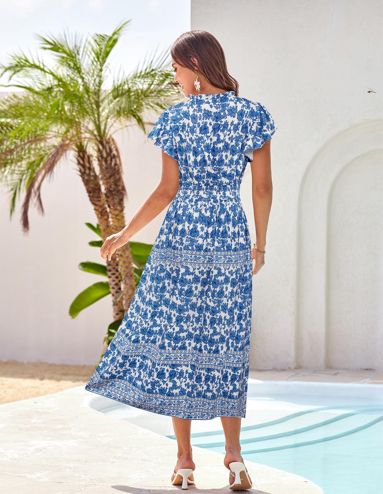 Foto 4 pulgar | Vestido De Verano Grace Karin, Casual, Sin Mangas, Playa, Blanco Y Azul - Venta Internacional.