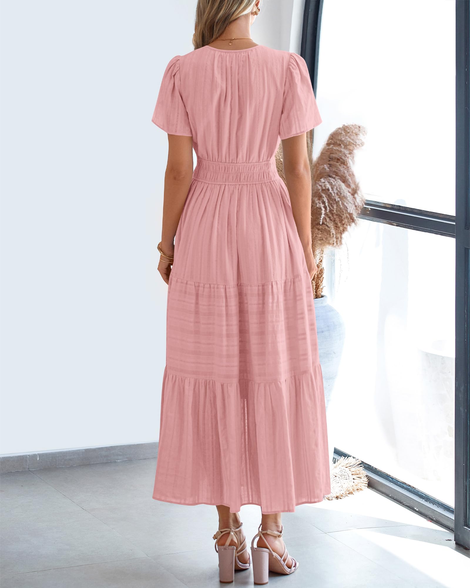 Foto 4 pulgar | Vestido Casual Btfbm Para Mujer, Verano 2025, Cuello En V Y Cintura Elástica - Venta Internacional.
