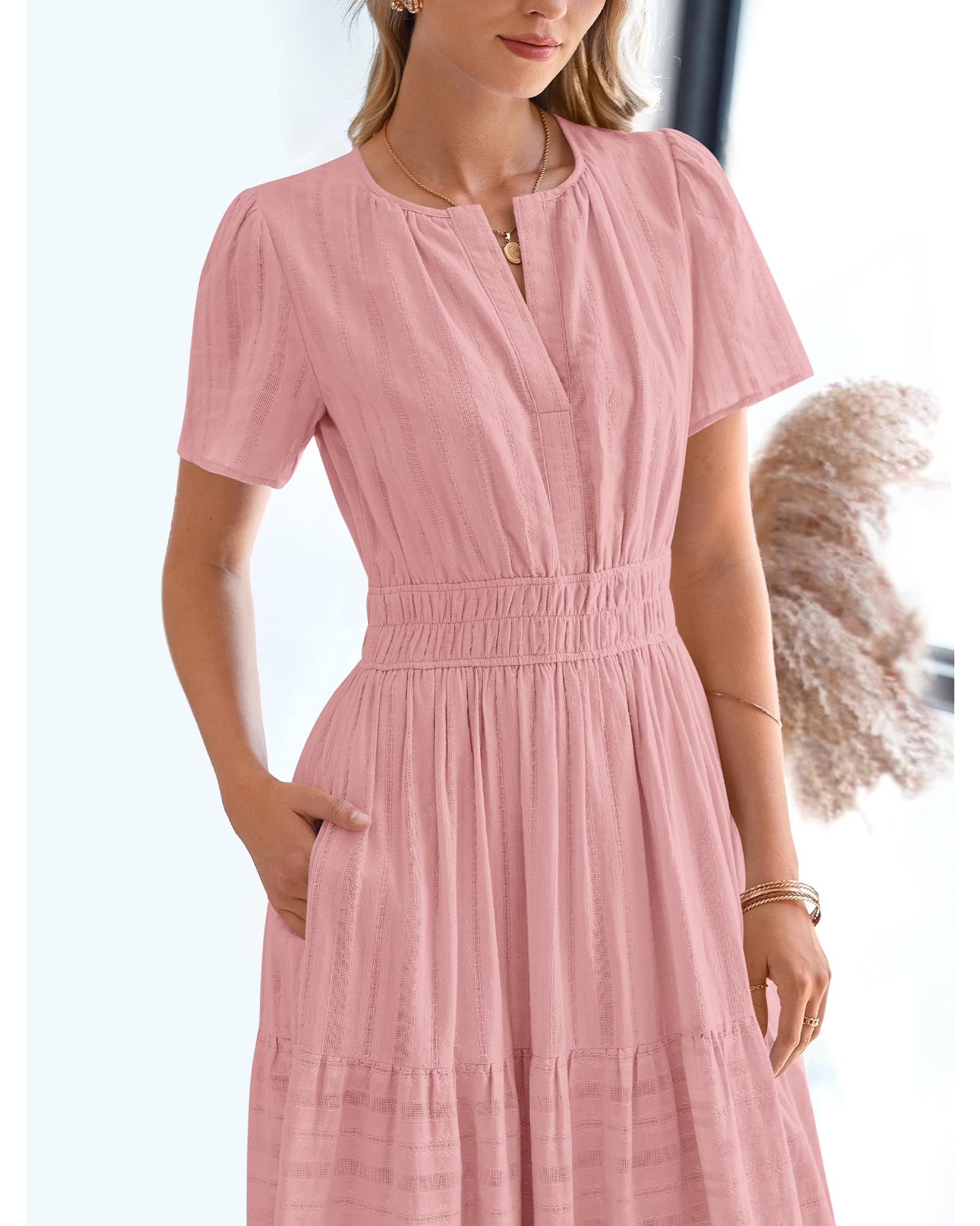 Foto 8 pulgar | Vestido Casual Btfbm Para Mujer, Verano 2025, Cuello En V Y Cintura Elástica - Venta Internacional.