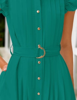 Foto 4 | Vestido Zesica Para Mujer, Verano 2025, Bohemio, Con Botones, Cuello En V, Color Verde - Venta Internacional.
