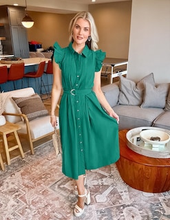 Foto 5 | Vestido Zesica Para Mujer, Verano 2025, Bohemio, Con Botones, Cuello En V, Color Verde - Venta Internacional.