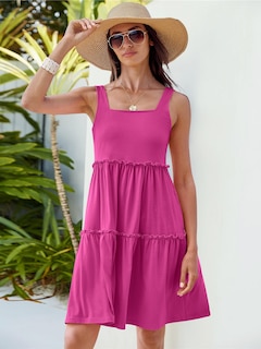 Foto 2 | Vestido Caracilia, Casual, De Verano, Cuello Cuadrado, Playa, Rosa Intenso - Venta Internacional.
