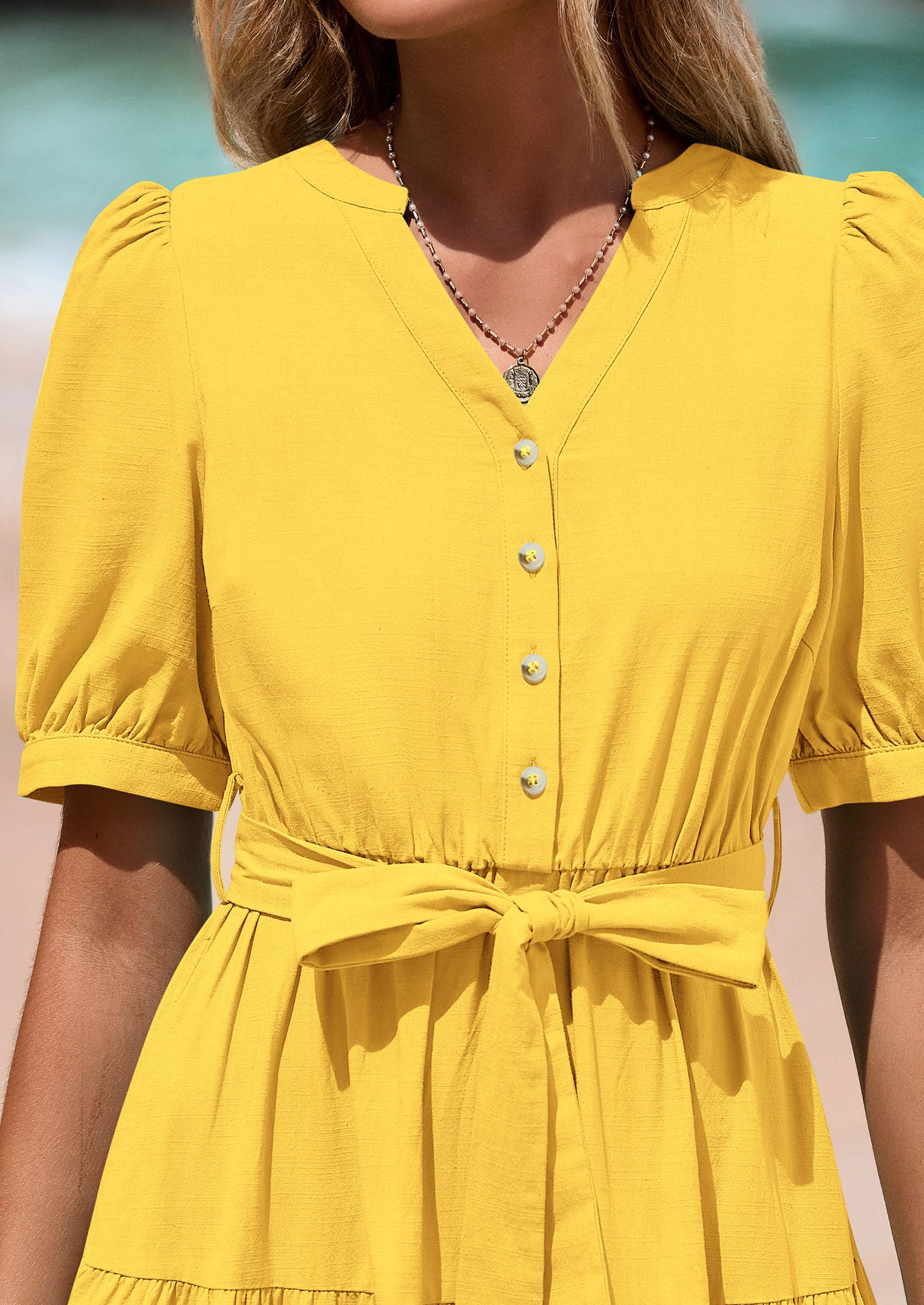 Foto 5 | Vestido Midi Prettygarden Para Mujer, Verano 2025, Cuello En V Con Bolsillos - Venta Internacional.