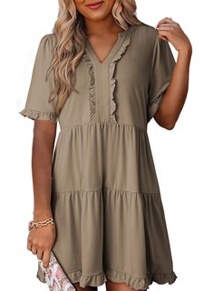 Foto 1 | Vestido Dokotoo Primavera-verano Manga Corta Cuello En V Talla Grande S - Venta Internacional.