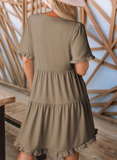 Foto 2 | Vestido Dokotoo Primavera-verano Manga Corta Cuello En V Talla Grande S - Venta Internacional.