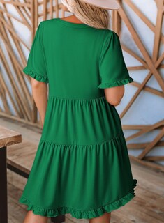 Foto 2 | Vestido Dokotoo Para Mujer, Primavera Y Verano, Manga Corta, Cuello En V, Verde Oscuro - Venta Internacional.