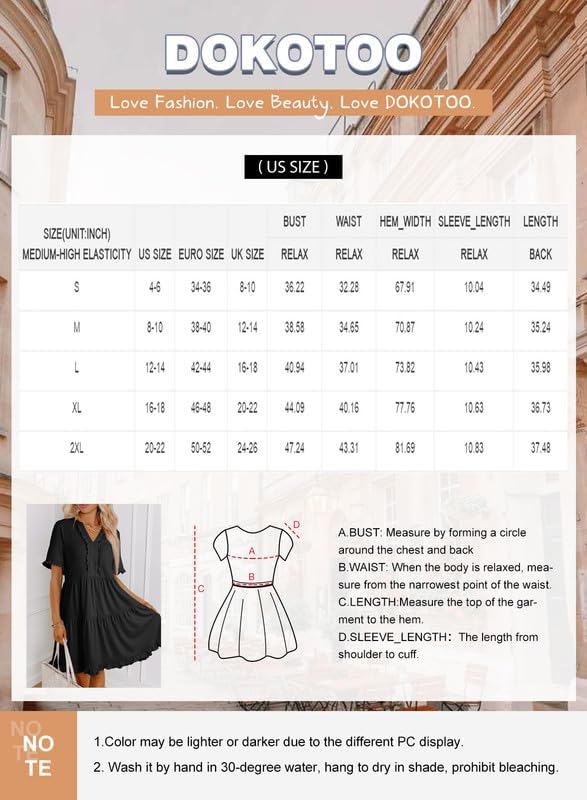 Foto 5 pulgar | Vestido Dokotoo Para Mujer, Primavera Y Verano, Manga Corta, Cuello En V, Verde Oscuro - Venta Internacional.
