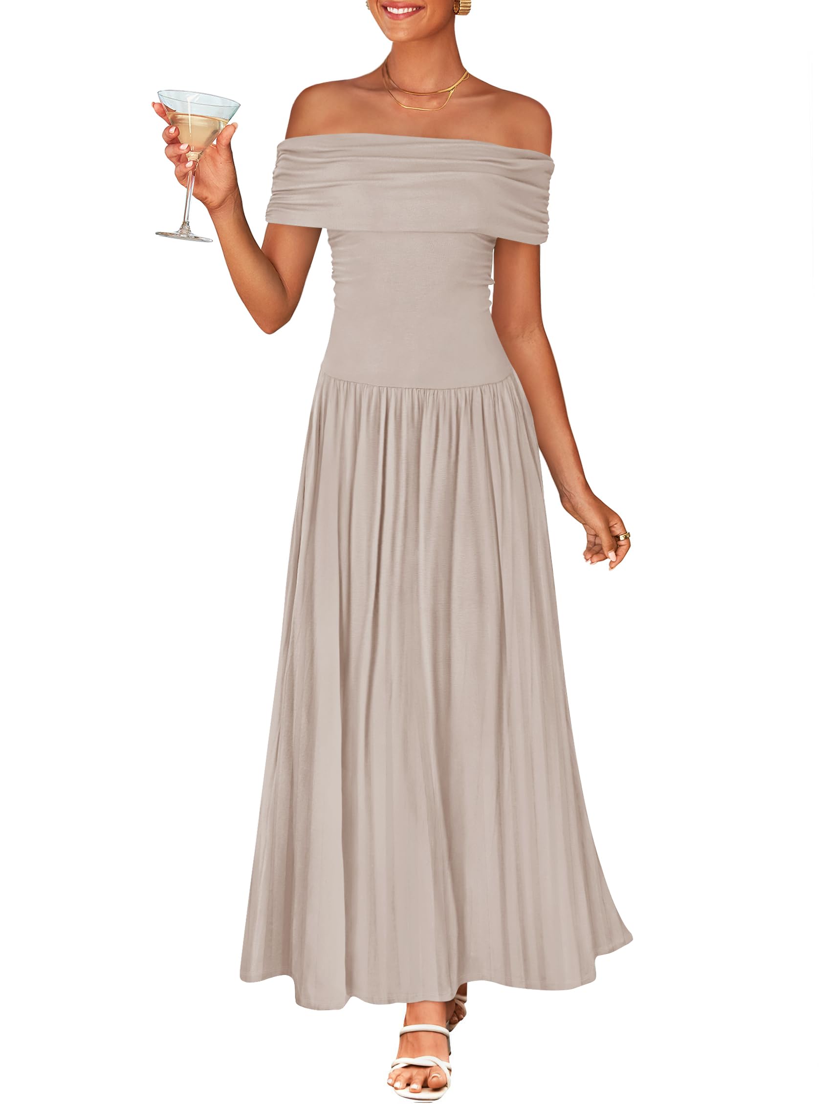 Vestido Largo Zesica 2025 De Verano Con Hombros Descubiertos Para Mujer - Venta Internacional.