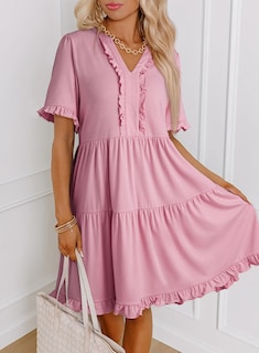 Foto 3 | Vestido Dokotoo Primavera-verano De Manga Corta Con Cuello En V Para Mujer - Venta Internacional.