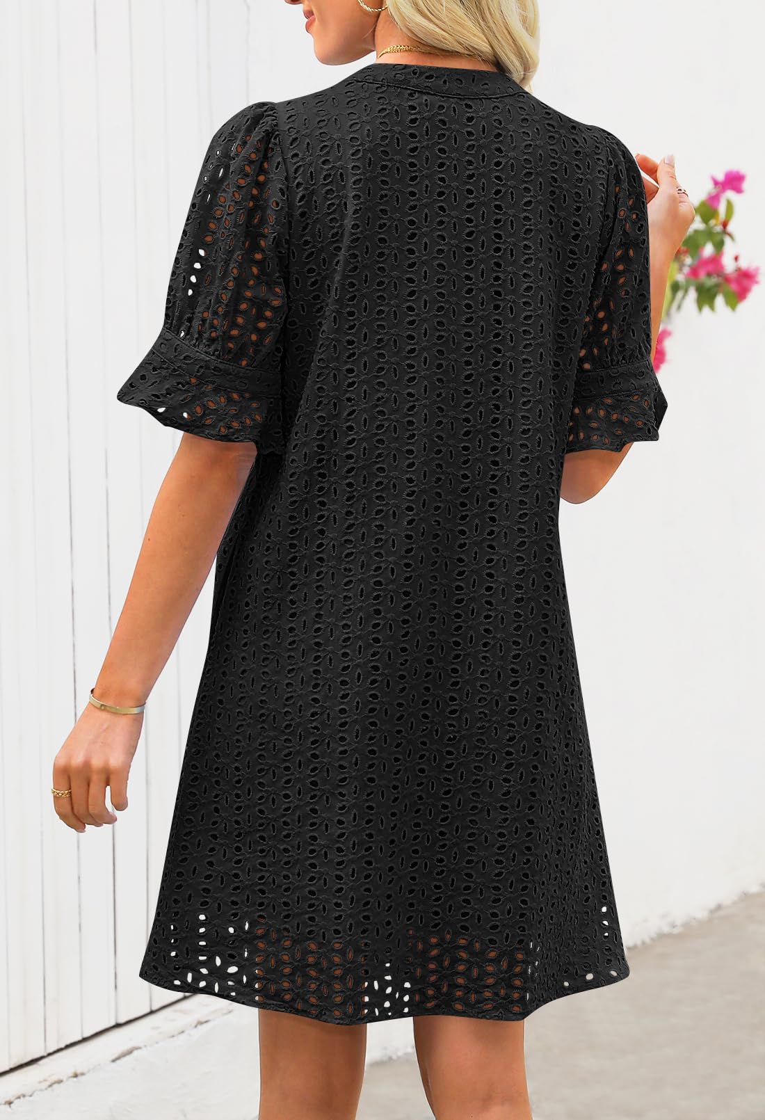 Foto 5 pulgar | Minivestido Merokeety 2025 De Verano De Manga Corta Con Cuello En V Para Mujer - Venta Internacional.