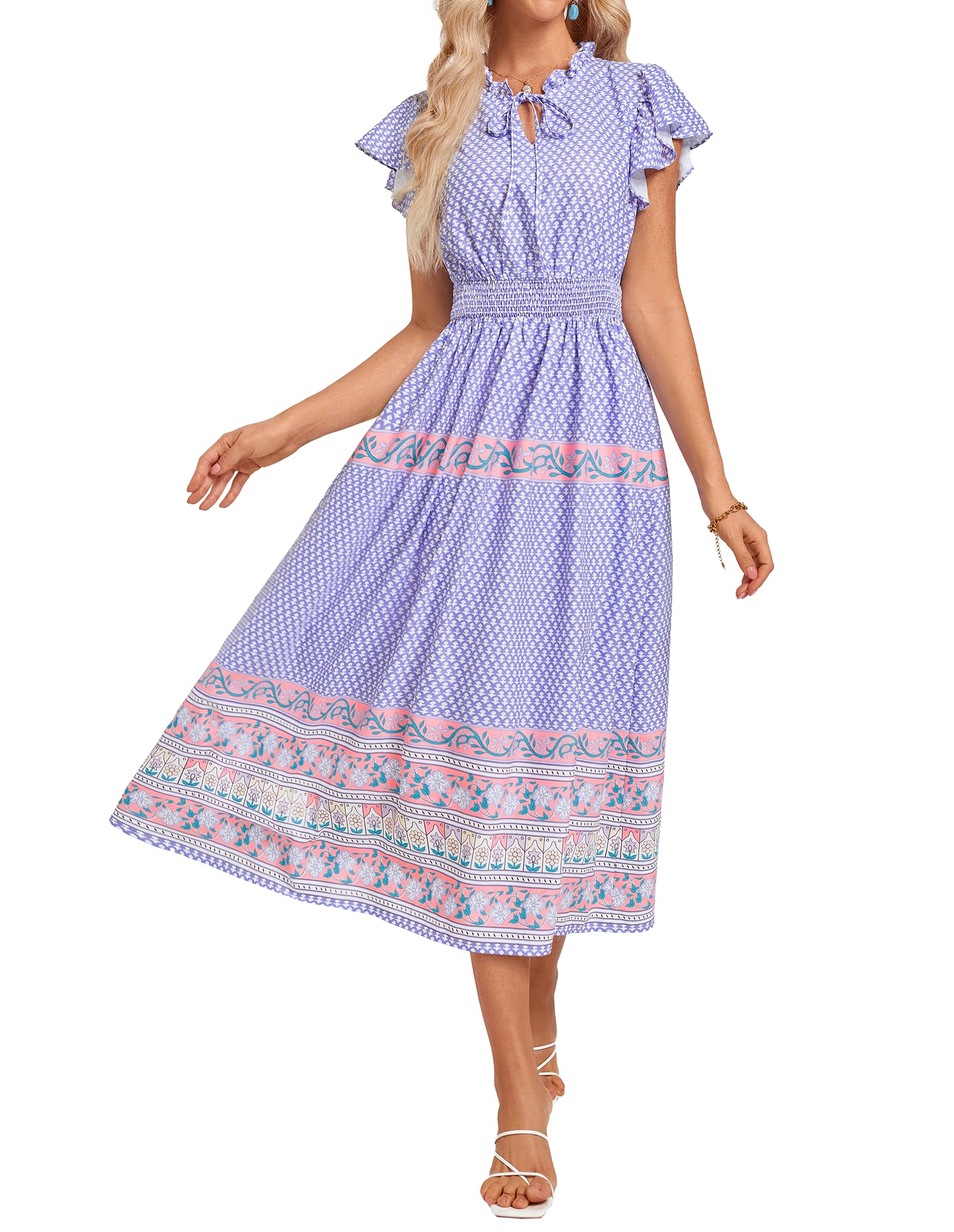 Foto 2 pulgar | Vestido Largo Grace Karin Para Mujer, Verano 2025, Cuello En V, Morado Y Rosa - Venta Internacional.