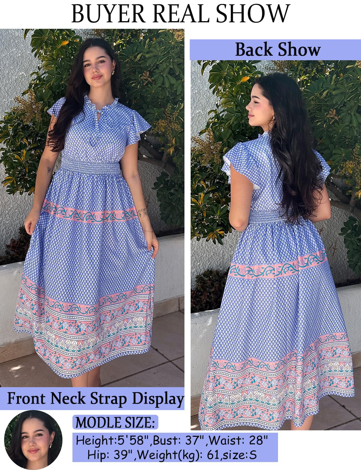 Foto 5 pulgar | Vestido Largo Grace Karin Para Mujer, Verano 2025, Cuello En V, Morado Y Rosa - Venta Internacional.