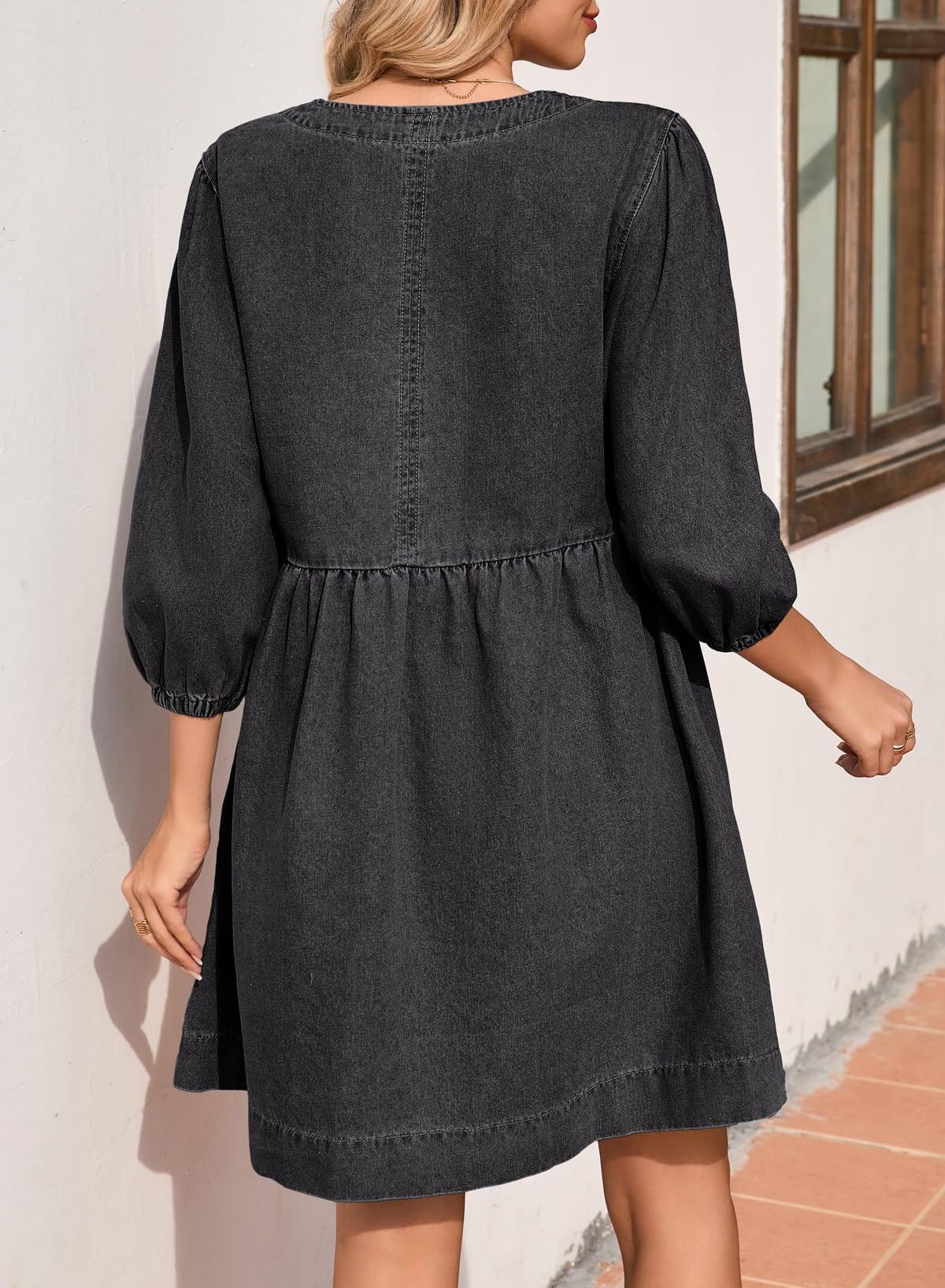 Foto 3 pulgar | Vestido Vaquero Sidefeel 2025 Para Mujer Primavera Verano Negro - Venta Internacional.