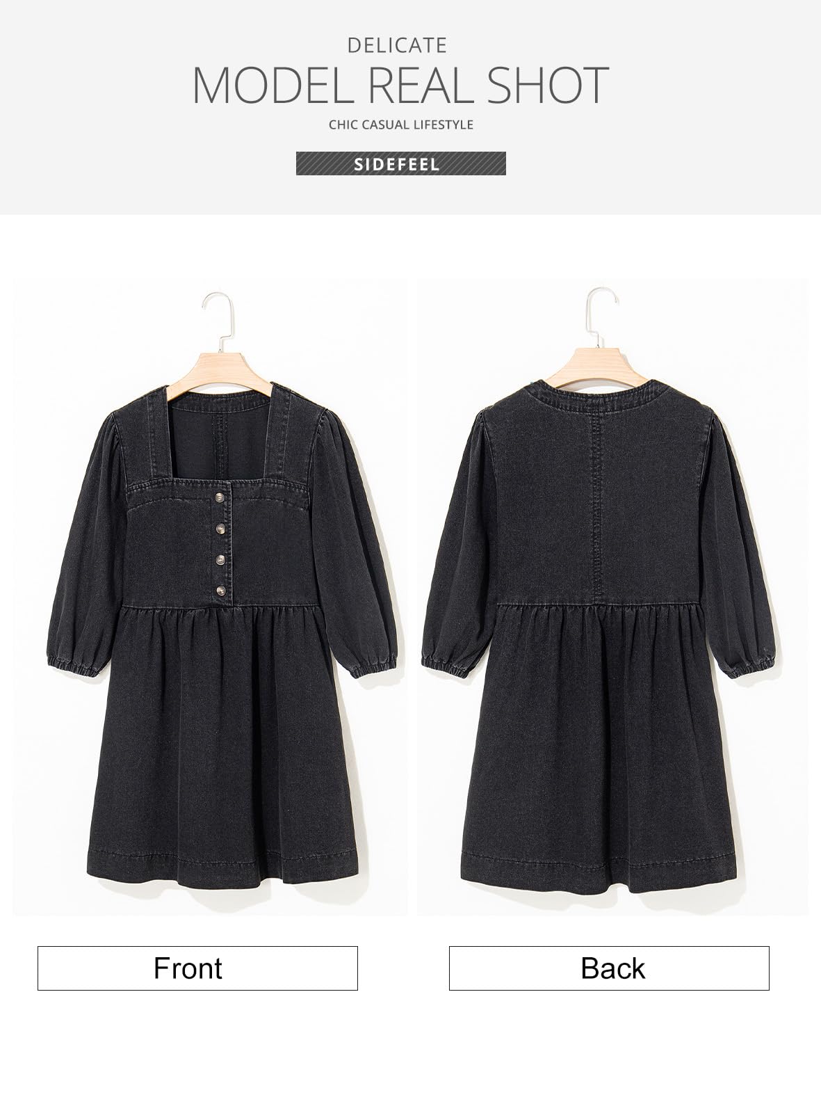 Foto 8 pulgar | Vestido Vaquero Sidefeel 2025 Para Mujer Primavera Verano Negro - Venta Internacional.