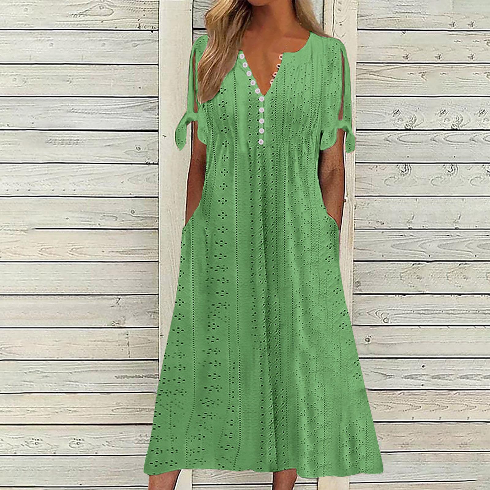 Foto 3 pulgar | Vestido De Verano Genérico Con Hombros Descubiertos Y Cuello En V 2025 - Venta Internacional.