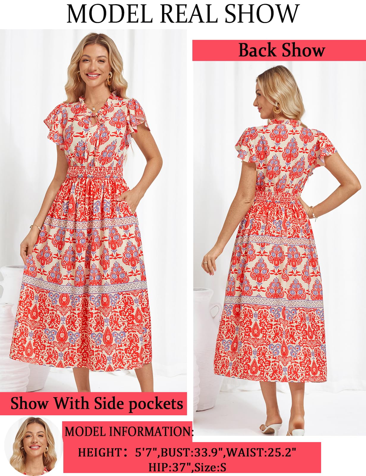 Foto 4 pulgar | Vestido Largo Grace Karin Mujer Primavera Verano 2025 Rojo Boho Xl - Venta Internacional.