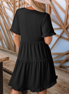 Foto 2 | Vestido Dokotoo Para Mujer, Primavera Y Verano, Manga Corta, Cuello En V, Negro, L - Venta Internacional.