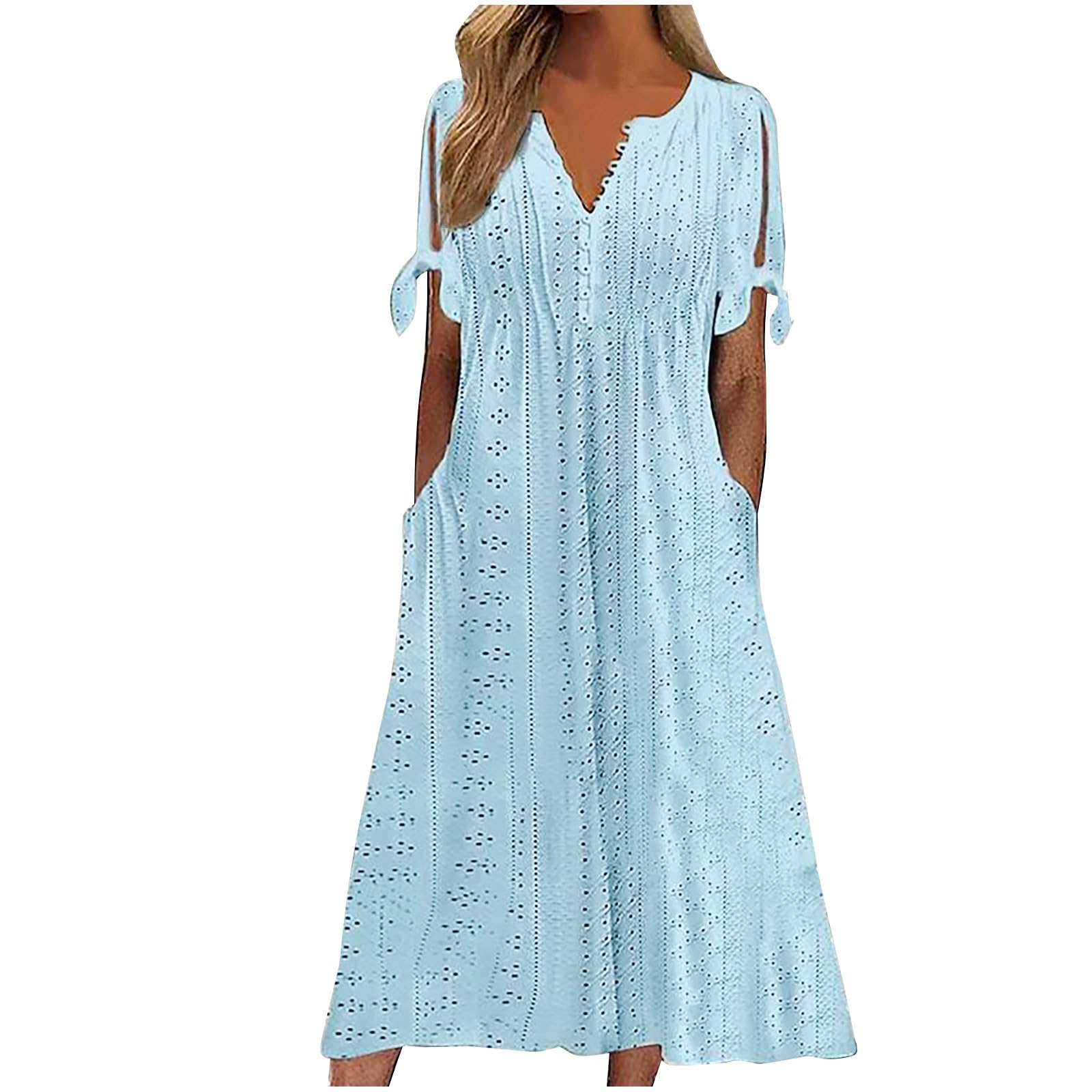 Foto 2 pulgar | Vestido De Verano Genérico Con Hombros Descubiertos Y Cuello En V 2025 - Venta Internacional.