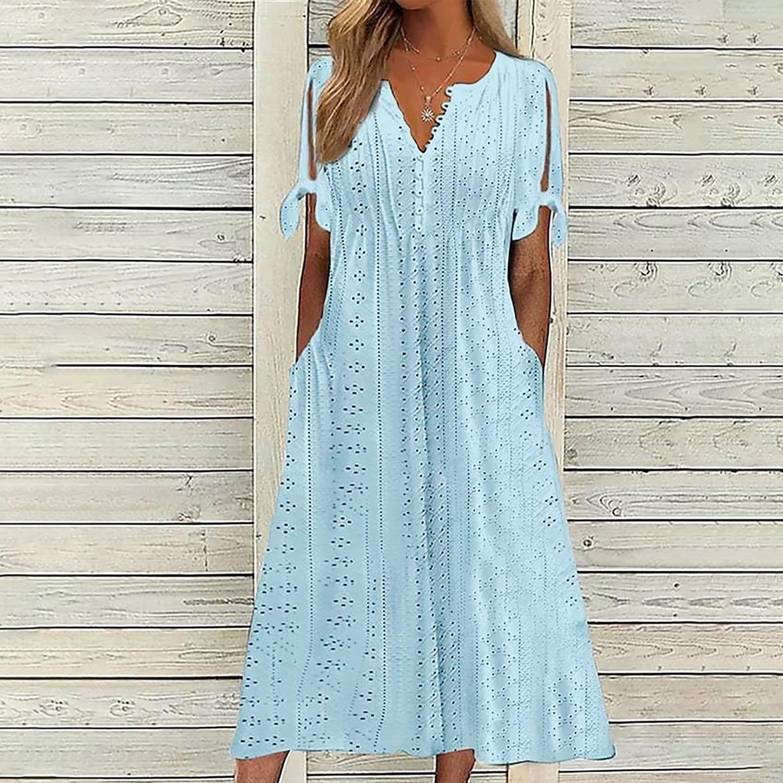Foto 3 pulgar | Vestido De Verano Genérico Con Hombros Descubiertos Y Cuello En V 2025 - Venta Internacional.